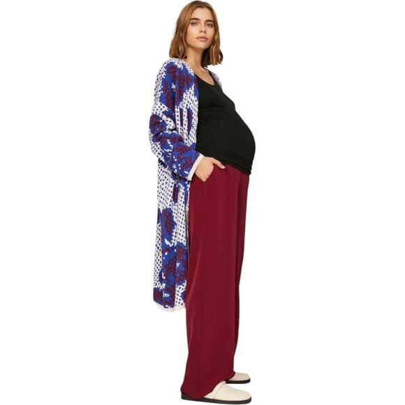 PIETRO BRUNELLI Freddie Wide Leg Maternity Trouser Pants Wine Red Size Medium - Picture 2 of 16